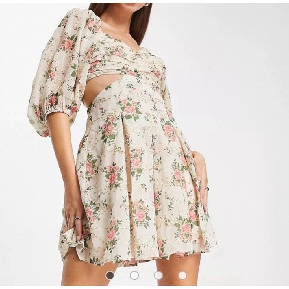 ASOS Design Cut Out Floral Fit And Flare Coctail Dress  Size‎ 10 Feminine Spring